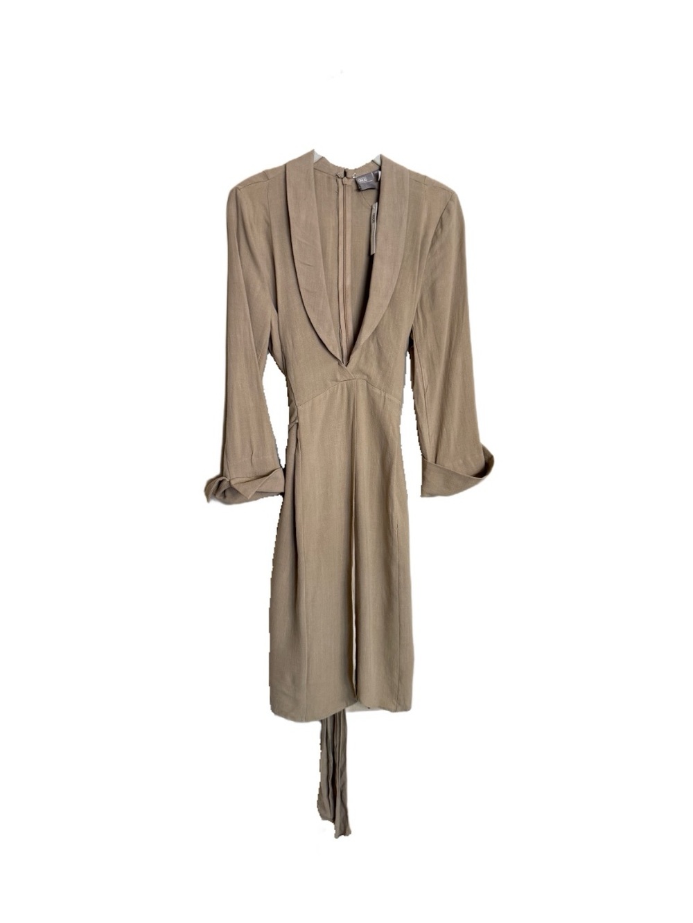 ASOS Maternity Women’s NWT Size 10 Tan Taupe Linen Blend Dress Long Sleeve